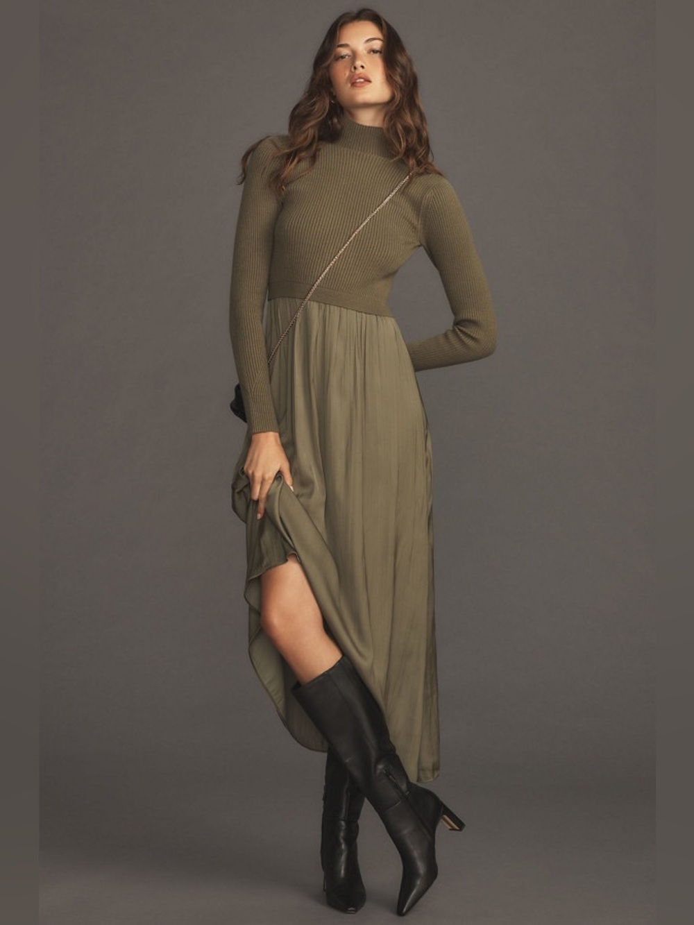 Anthropologie The Thea Twofer Sweaterdress - Moss